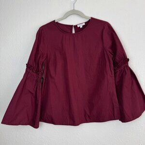 Dizzy Lizzy maroon smocked tie flare sleeves blouse M
